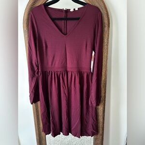 GAP Burgundy Long Sleeve Dress